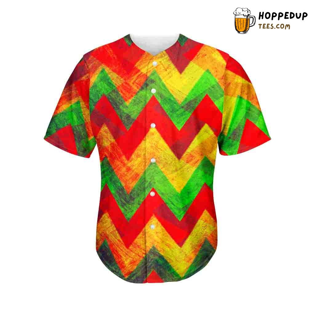 Zigzag Reggae Pattern Baseball Tee Jersey Shirts 3D