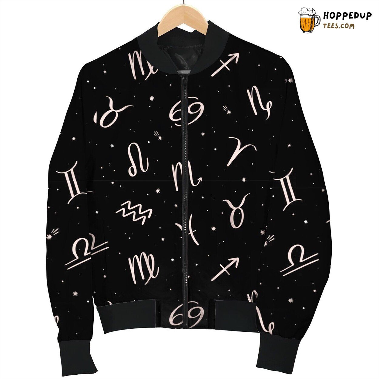 Zodiac Dark Patterns Winter Bomber Jacket Celestial Mystique