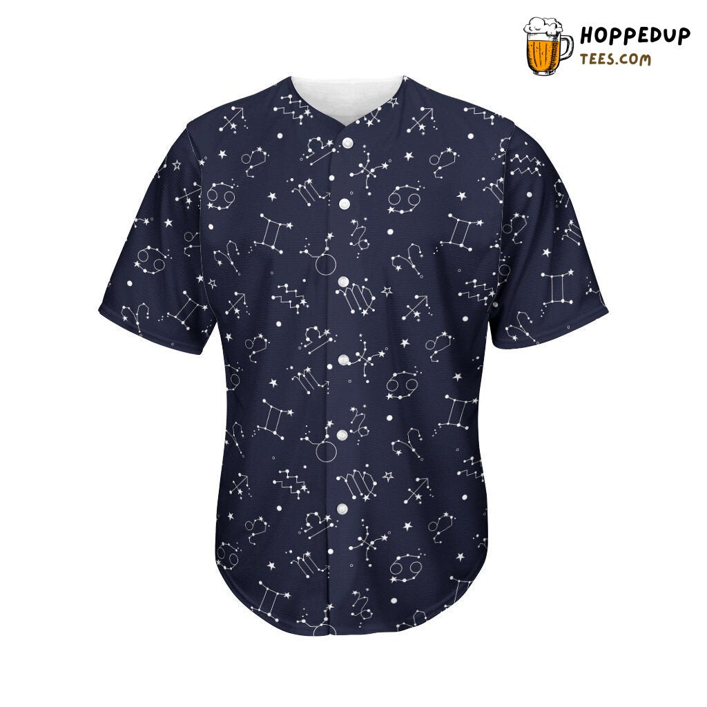 Zodiac Star Signs Pattern Baseball Tee Jersey Shirt Printed 3D