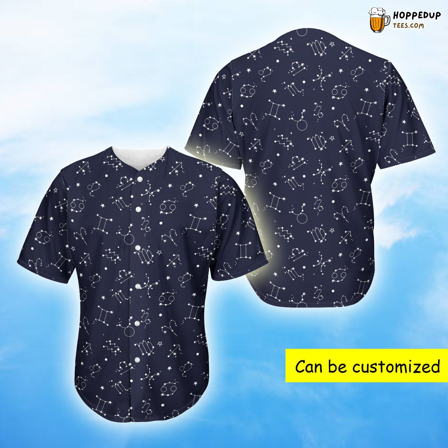 Zodiac Star Signs Pattern Baseball Tee Jersey Shirts 3D