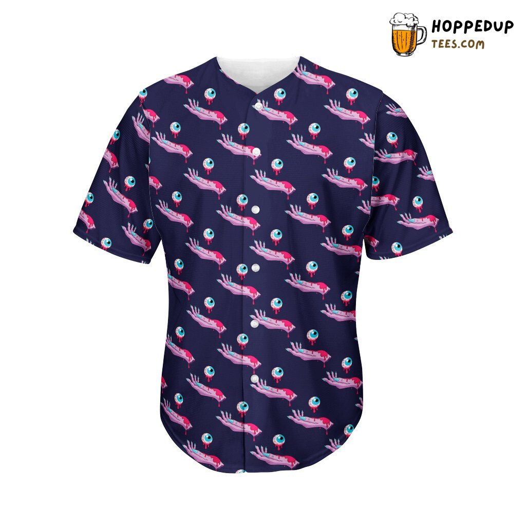 Zombie Eyeball Pattern Baseball Tee Jersey Shirts 3D